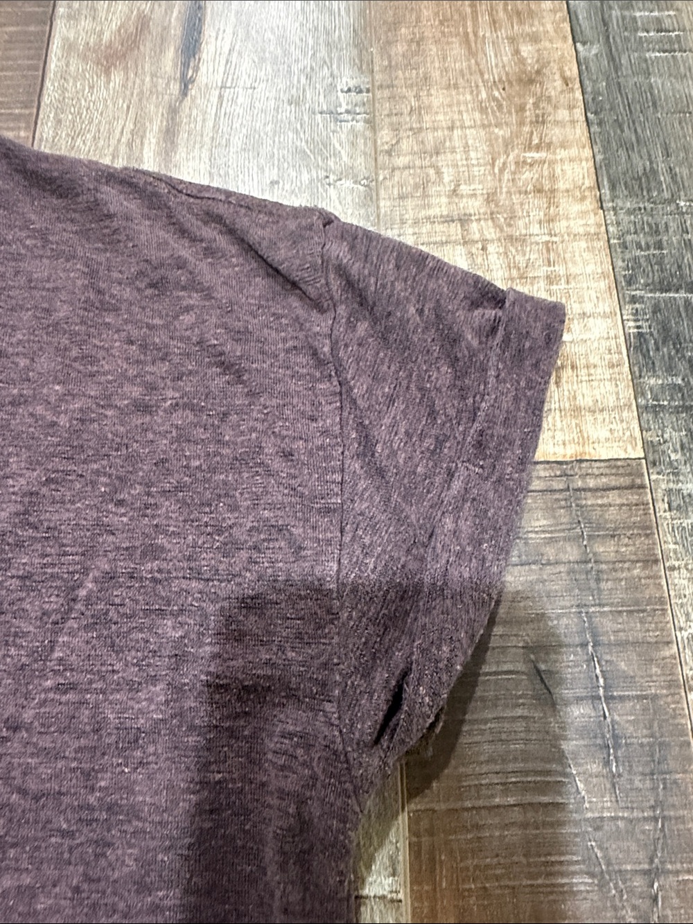 Prana Women's Short Sleeve Tee in Heather Plum Brown - Picture 3 of 6